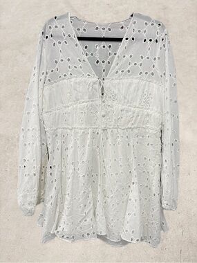 White Cotton Eyelet Mini Dress